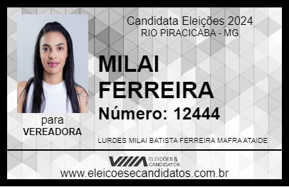 Candidato MILAI FERREIRA 2024 - RIO PIRACICABA - Eleições