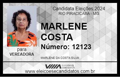 Candidato MARLENE COSTA 2024 - RIO PIRACICABA - Eleições