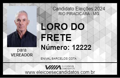 Candidato LORO DO FRETE 2024 - RIO PIRACICABA - Eleições