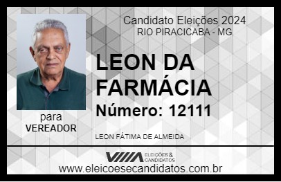 Candidato LEON DA FARMÁCIA 2024 - RIO PIRACICABA - Eleições