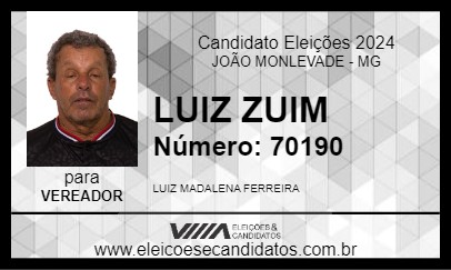 Candidato LUIZ ZUIM 2024 - JOÃO MONLEVADE - Eleições