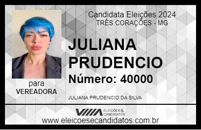 Candidato JULIANA PRUDENCIO 2024 - TRÊS CORAÇÕES - Eleições