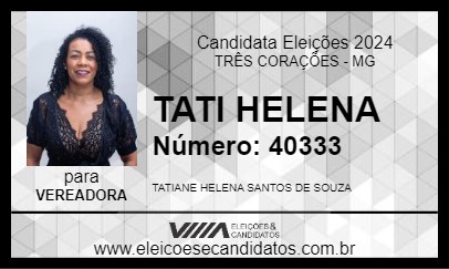 Candidato TATI HELENA 2024 - TRÊS CORAÇÕES - Eleições