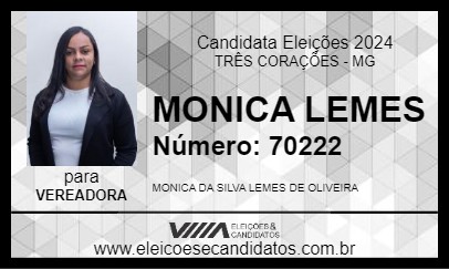 Candidato MONICA LEMES 2024 - TRÊS CORAÇÕES - Eleições