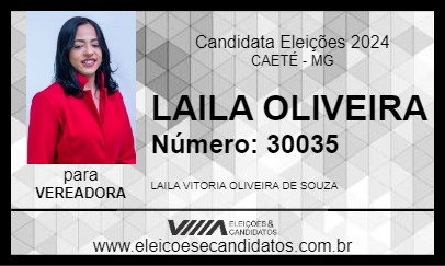 Candidato LAILA OLIVEIRA 2024 - CAETÉ - Eleições