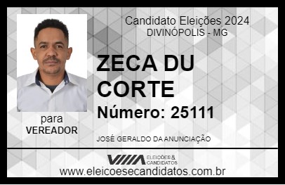 Candidato ZECA DU CORTE 2024 - DIVINÓPOLIS - Eleições