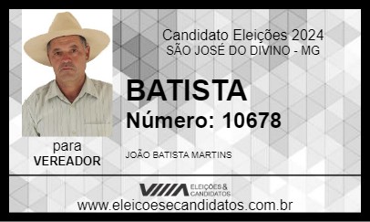 Candidato BATISTA 2024 - SÃO JOSÉ DO DIVINO - Eleições