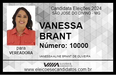 Candidato VANESSA BRANT 2024 - SÃO JOSÉ DO DIVINO - Eleições