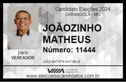 Candidato JOÃOZINHO MATHEUS 2024 - CARANGOLA - Eleições