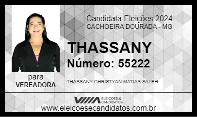 Candidato THASSANY 2024 - CACHOEIRA DOURADA - Eleições