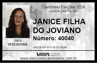 Candidato JANICE FILHA DO JOVIANO 2024 - LAGOA SANTA - Eleições