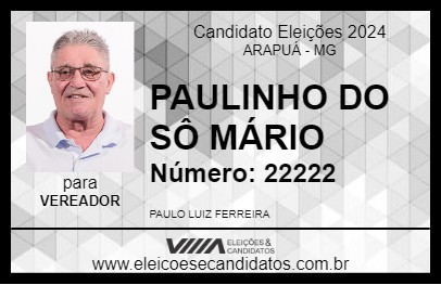 Candidato PAULINHO DO SÔ MÁRIO 2024 - ARAPUÁ - Eleições