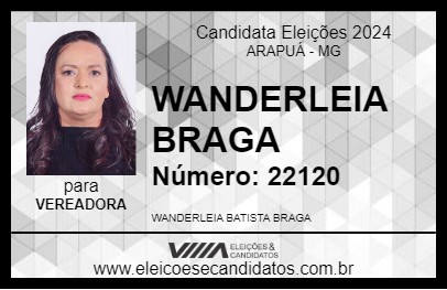 Candidato WANDERLEIA BRAGA 2024 - ARAPUÁ - Eleições