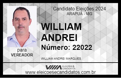 Candidato WILLIAM ANDREI 2024 - ARAPUÁ - Eleições