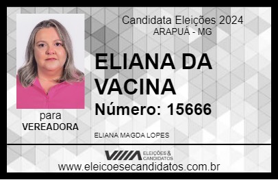 Candidato ELIANA DA VACINA 2024 - ARAPUÁ - Eleições