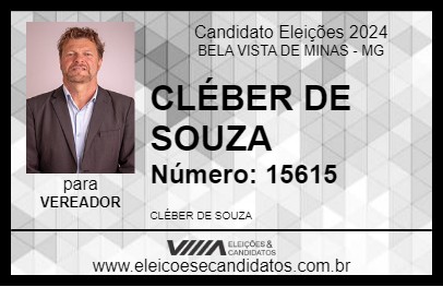 Candidato CLÉBER DE SOUZA 2024 - BELA VISTA DE MINAS - Eleições