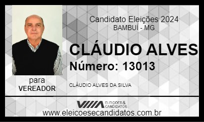 Candidato CLÁUDIO ALVES 2024 - BAMBUÍ - Eleições