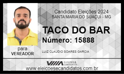 Candidato TACO DO BAR 2024 - SANTA MARIA DO SUAÇUÍ - Eleições