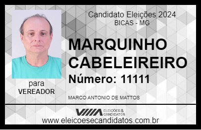 Candidato MARQUINHO CABELEIREIRO 2024 - BICAS - Eleições