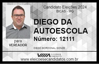 Candidato DIEGO DA AUTOESCOLA 2024 - BICAS - Eleições