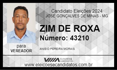 Candidato ZIM DE ROXA 2024 - JOSÉ GONÇALVES DE MINAS - Eleições