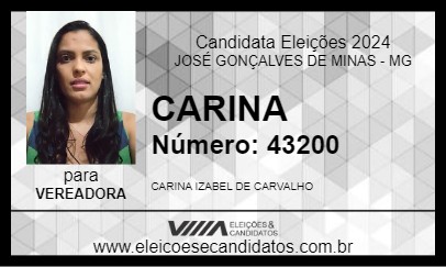 Candidato CARINA 2024 - JOSÉ GONÇALVES DE MINAS - Eleições