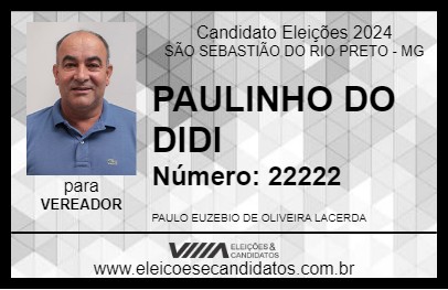 Candidato PAULINHO DO DIDI 2024 - SÃO SEBASTIÃO DO RIO PRETO - Eleições