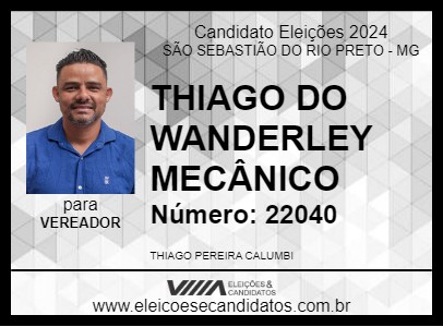 Candidato THIAGO DO WANDERLEY MECÂNICO 2024 - SÃO SEBASTIÃO DO RIO PRETO - Eleições