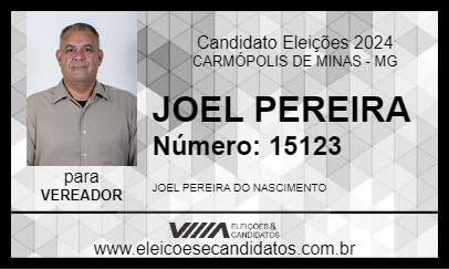 Candidato JOEL DO VALTER 2024 - CARMÓPOLIS DE MINAS - Eleições