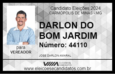 Candidato DARLON DO BOM JARDIM 2024 - CARMÓPOLIS DE MINAS - Eleições