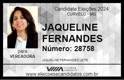 Candidato JAQUELINE FERNANDES 2024 - CURVELO - Eleições