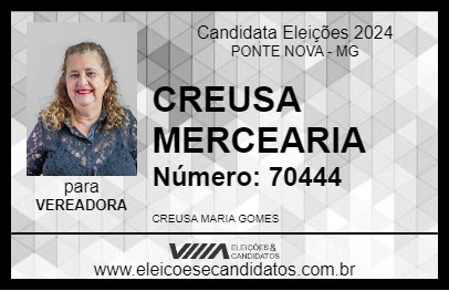 Candidato CREUSA MERCEARIA 2024 - PONTE NOVA - Eleições