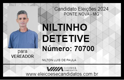 Candidato NILTINHO DETETIVE 2024 - PONTE NOVA - Eleições