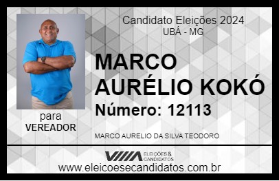 Candidato MARCO AURÉLIO KOKÓ 2024 - UBÁ - Eleições