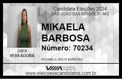 Candidato MIKAELA BARBOSA 2024 - SÃO JOÃO DAS MISSÕES - Eleições