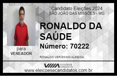 Candidato RONALDO DA SAÚDE 2024 - SÃO JOÃO DAS MISSÕES - Eleições