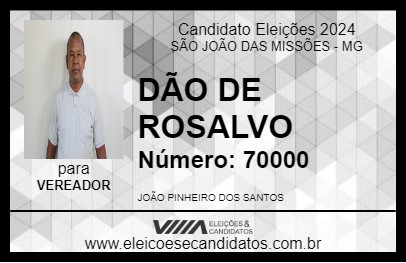 Candidato DÃO DE ROSALVO 2024 - SÃO JOÃO DAS MISSÕES - Eleições