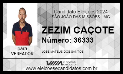 Candidato ZEZIM CAÇOTE 2024 - SÃO JOÃO DAS MISSÕES - Eleições