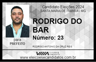 Candidato RODRIGO DO BAR 2024 - SANTA MARIA DE ITABIRA - Eleições