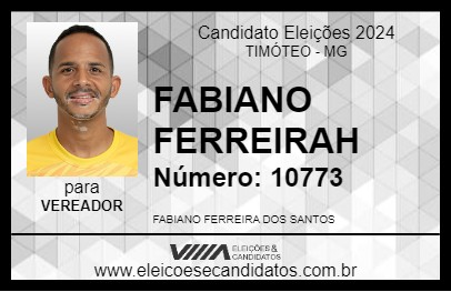 Candidato FABIANO FERREIRAH 2024 - TIMÓTEO - Eleições