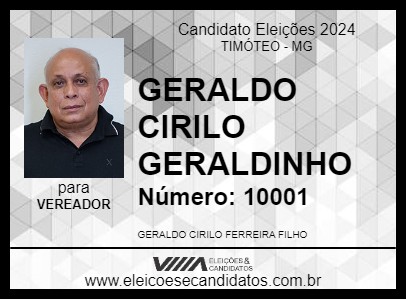 Candidato GERALDO CIRILO GERALDINHO 2024 - TIMÓTEO - Eleições