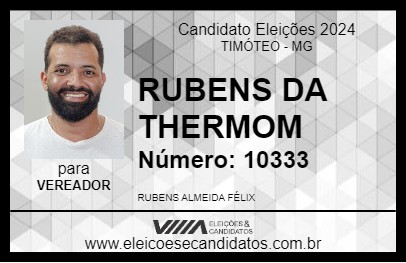 Candidato RUBENS DA THERMOM 2024 - TIMÓTEO - Eleições