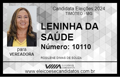 Candidato LENINHA DA SAÚDE 2024 - TIMÓTEO - Eleições