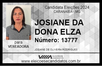 Candidato JOSIANE DA DONA ELZA 2024 - CARANAÍBA - Eleições