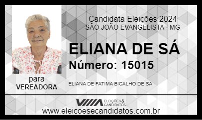 Candidato ELIANA DE SÁ 2024 - SÃO JOÃO EVANGELISTA - Eleições