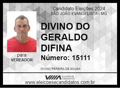 Candidato DIVINO DO GERALDO DIFINA 2024 - SÃO JOÃO EVANGELISTA - Eleições