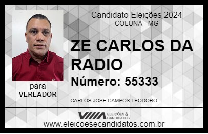 Candidato ZE CARLOS DA RADIO 2024 - COLUNA - Eleições