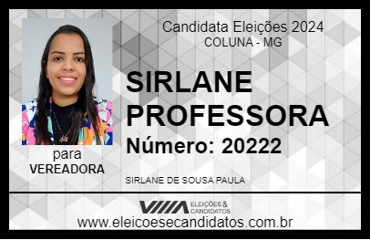 Candidato SIRLANE PROFESSORA 2024 - COLUNA - Eleições