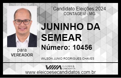 Candidato JUNINHO DA SEMEAR 2024 - CONTAGEM - Eleições