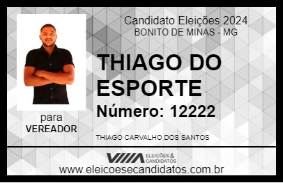 Candidato THIAGO DO ESPORTE 2024 - BONITO DE MINAS - Eleições